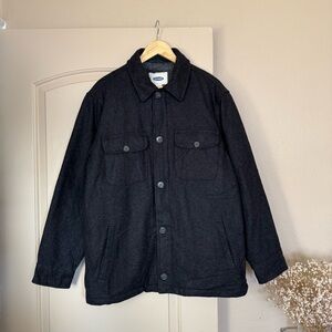 Vintage Y2K Old Navy Jacket Men’s Wool Blend Fleece Lined Shacket Sz M Dark Grey